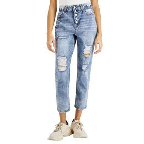 VANILLA STAR - Ripped Button-Fly Boyfriend Jeans