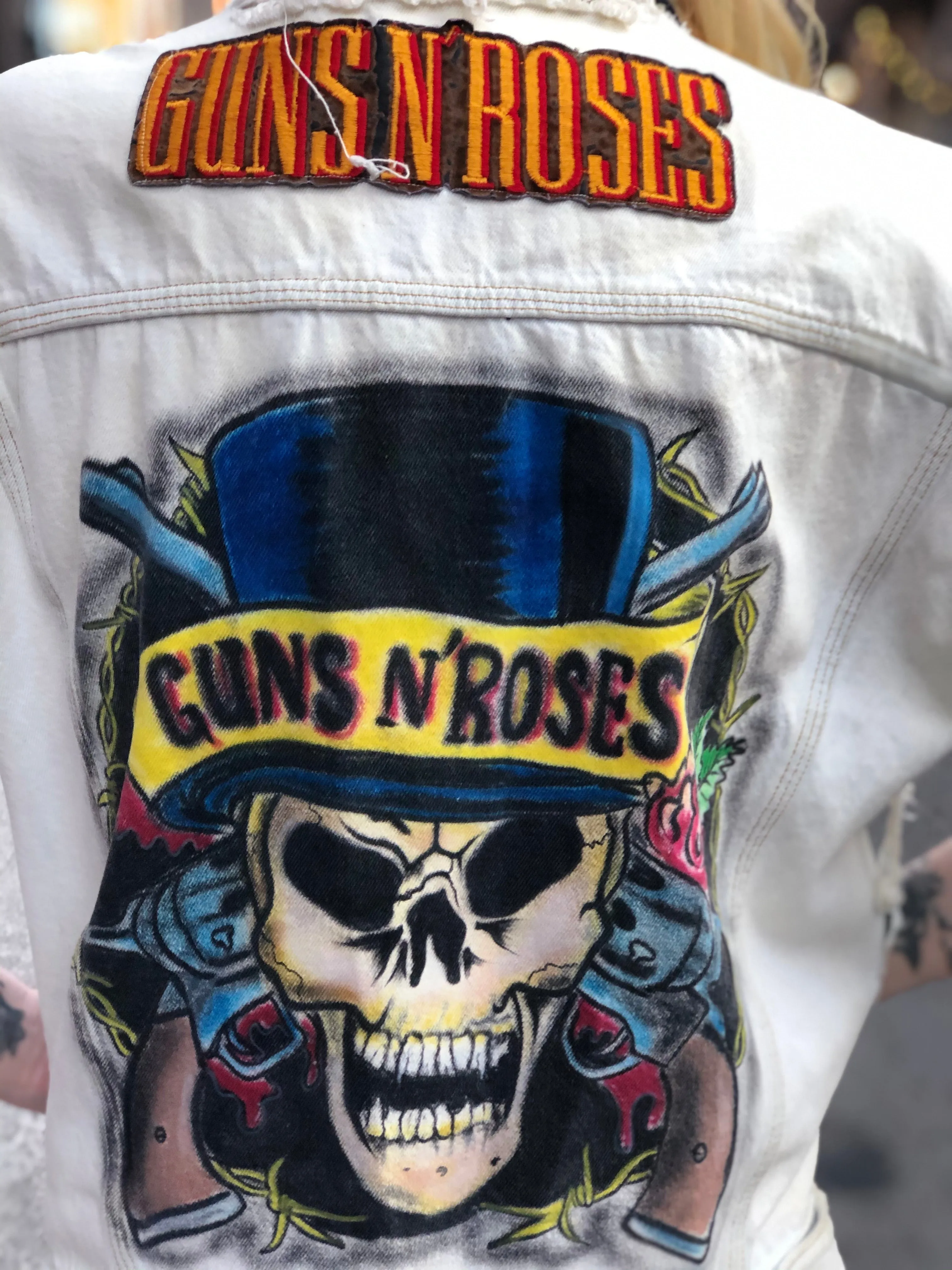 Vintage 80s 90s Guns N Roses Painted Denim Vest