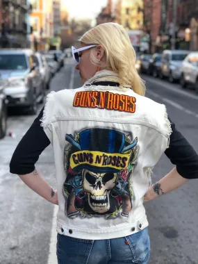 Vintage 80s 90s Guns N Roses Painted Denim Vest