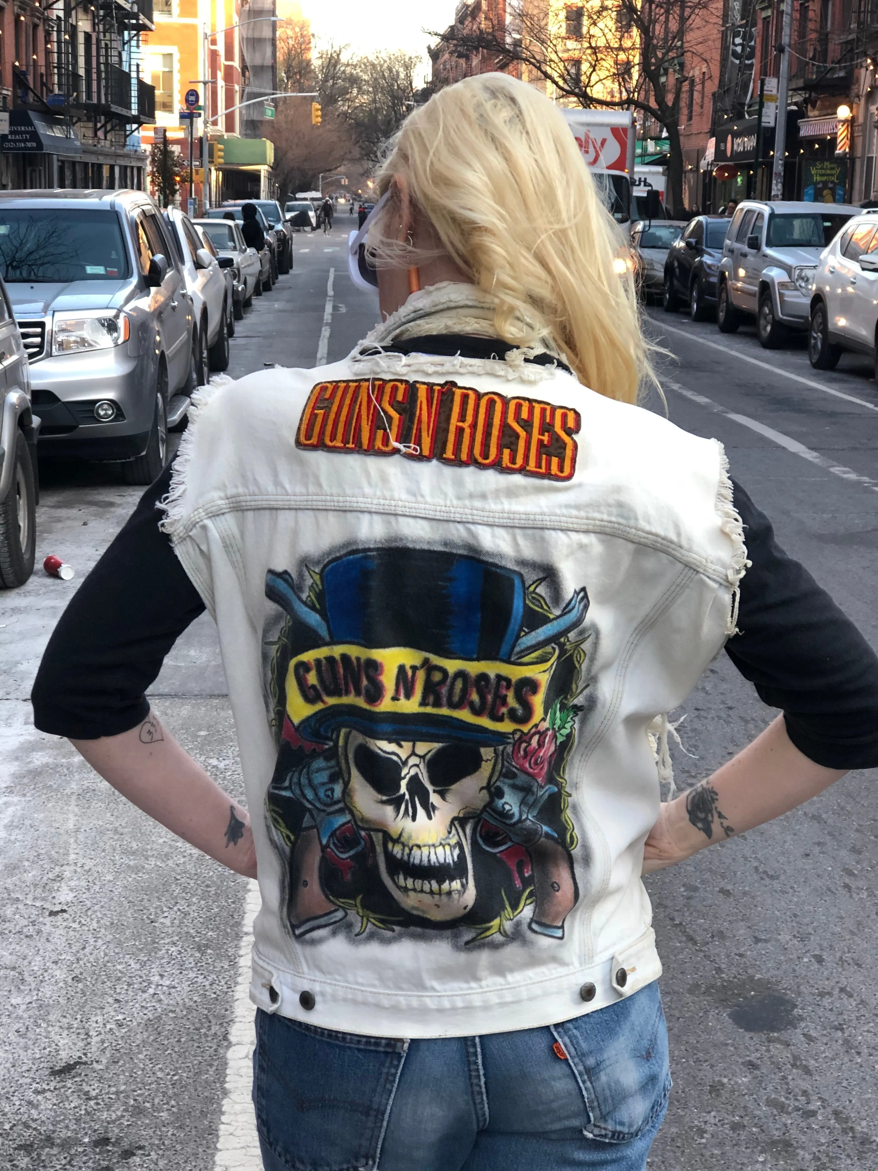 Vintage 80s 90s Guns N Roses Painted Denim Vest