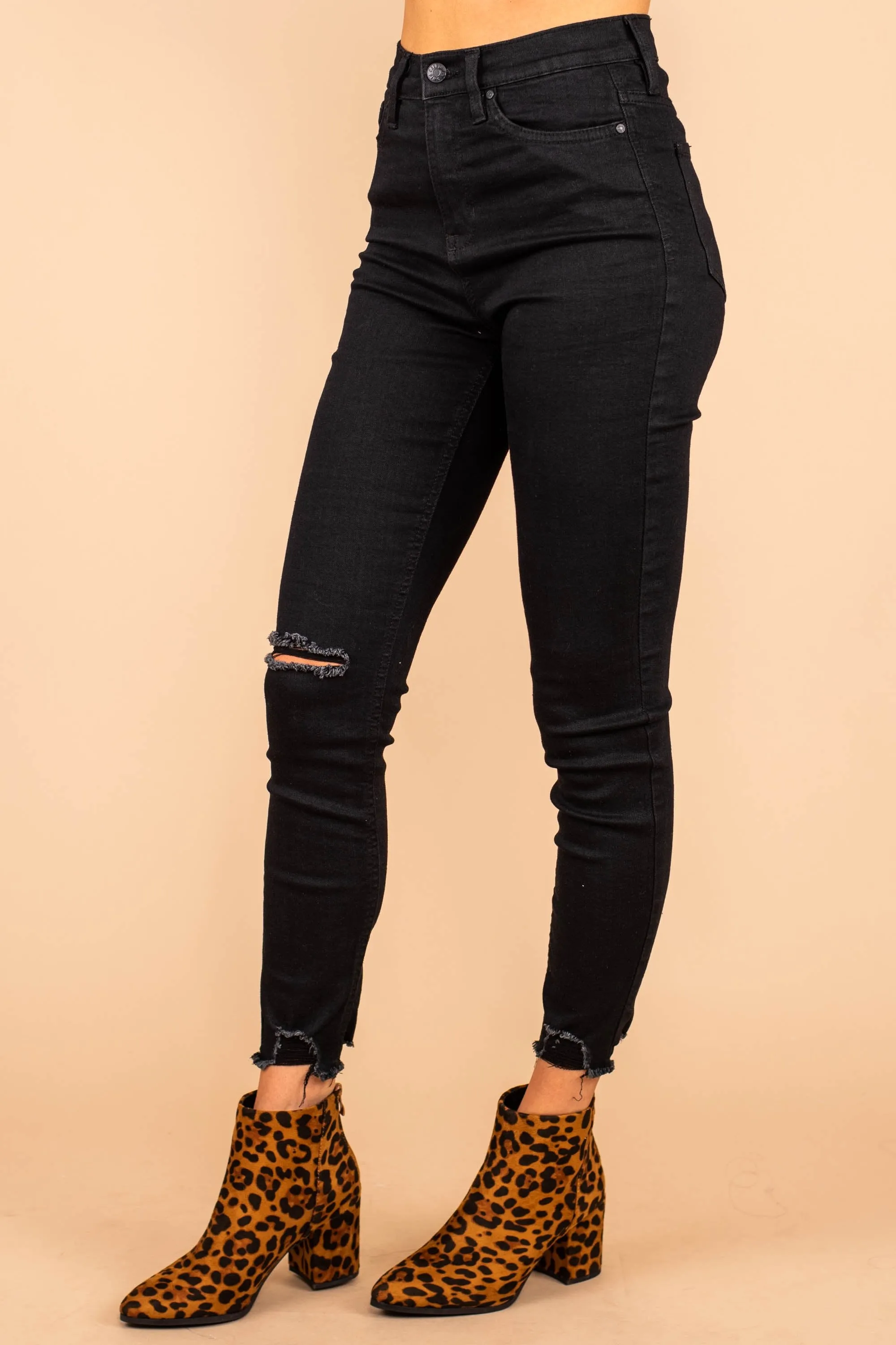 What Matters Most Black Distressed Skinny Jeans