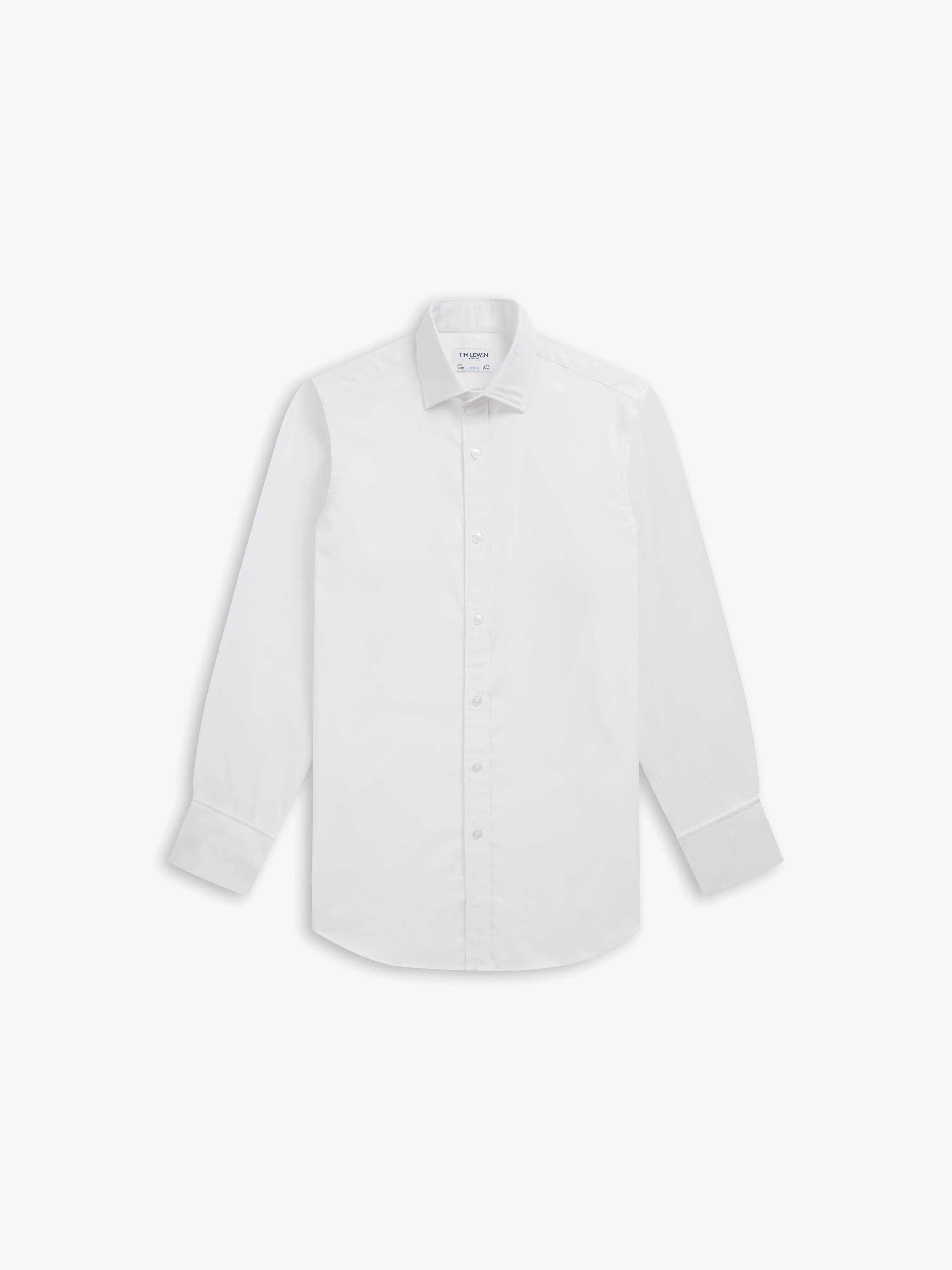 White Oxford Fitted Double Cuff Classic Collar Shirt