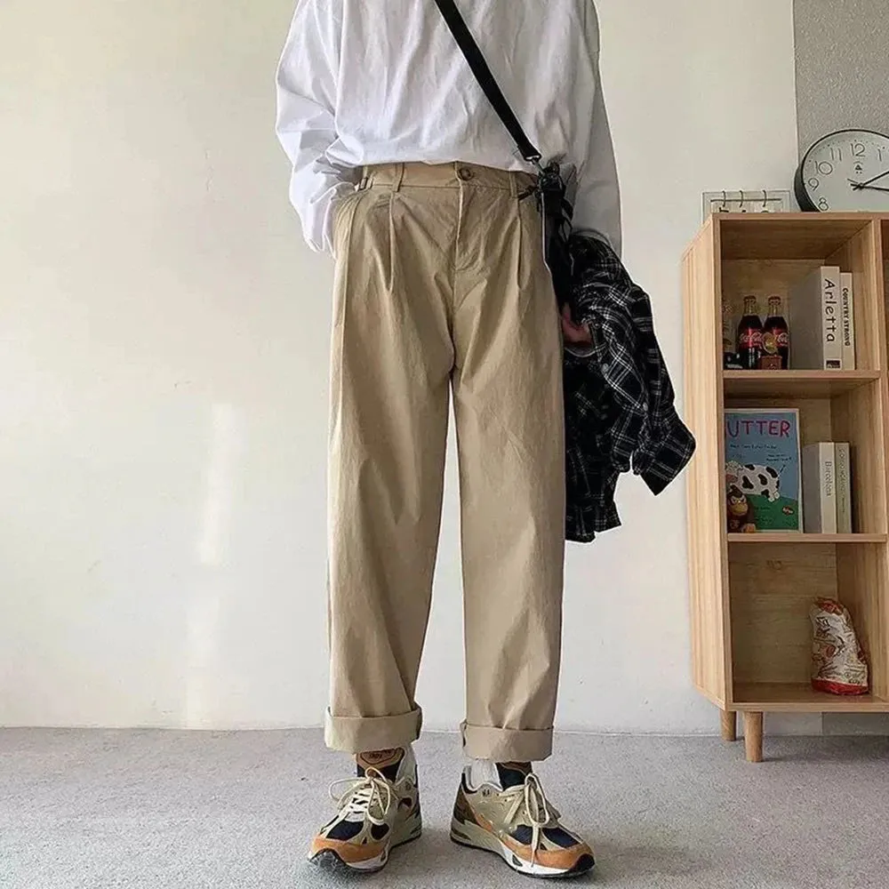 Wiaofellas  -  Fashion Straight Loose Baggy Trousers Men Casual Streetwear Cargo Pants Wide Leg Oversize Hip Hop Street Harajuku Vintage