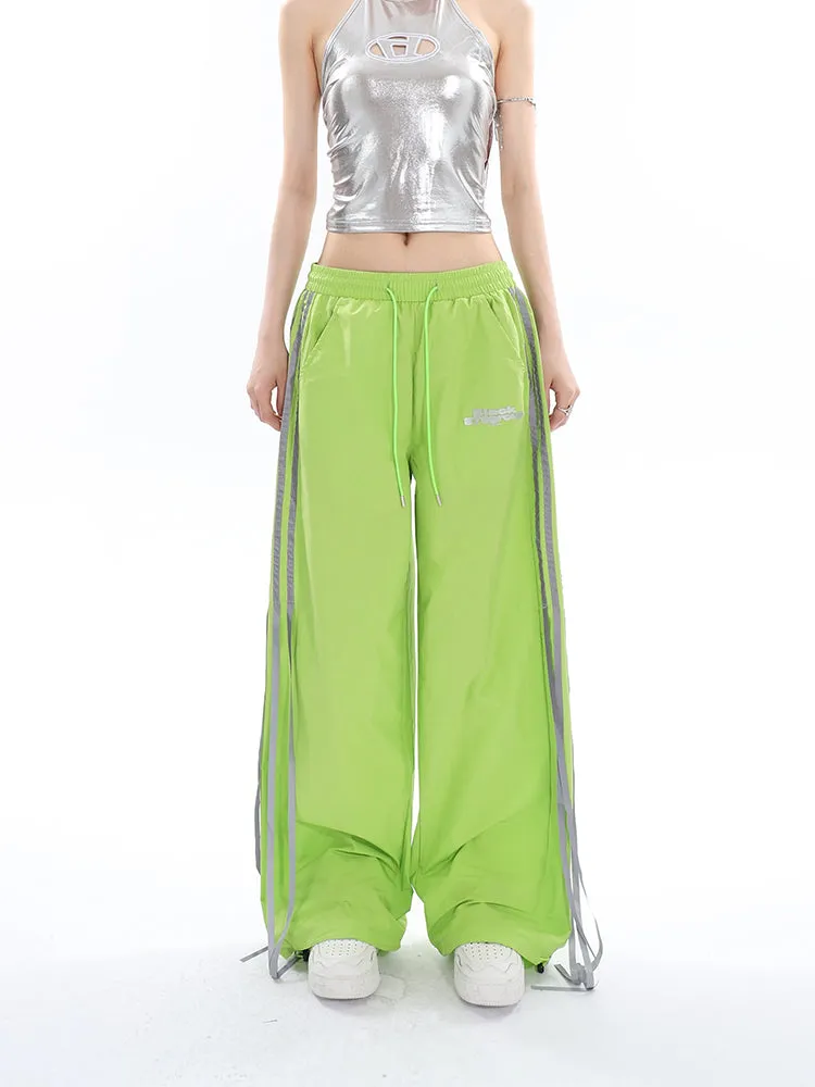 Willow Solid Color Triple Stripes High Waist Straight Leg Baggy Loose Cargo Pants