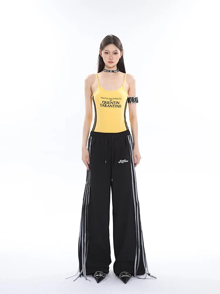 Willow Solid Color Triple Stripes High Waist Straight Leg Baggy Loose Cargo Pants