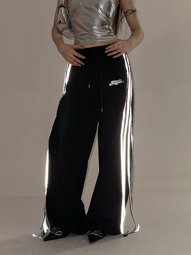 Willow Solid Color Triple Stripes High Waist Straight Leg Baggy Loose Cargo Pants