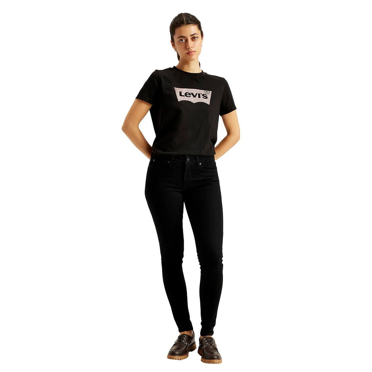 Women's Mid Rise 711 Skinny Black Jeans