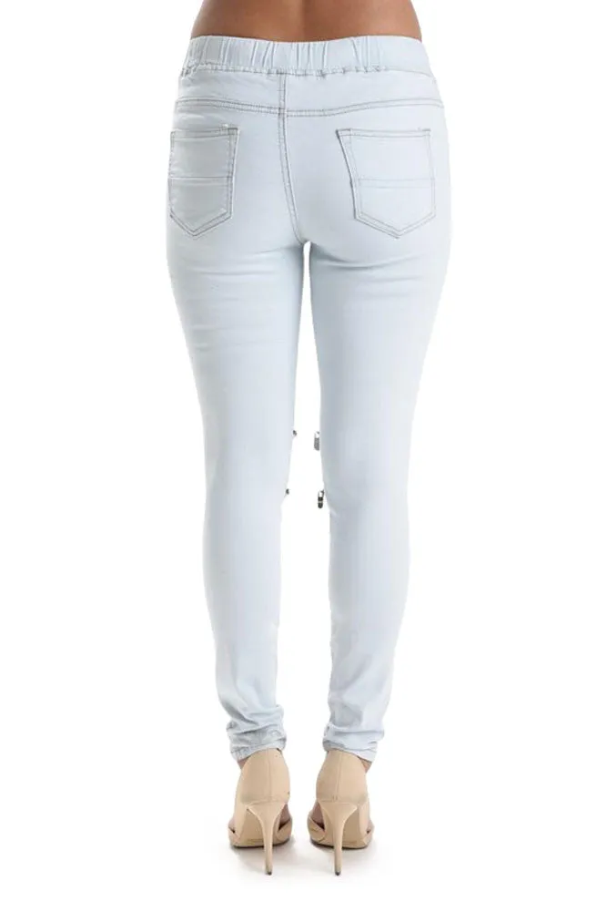 Women's Premium Moto Ripped Skinny Denim Joggers